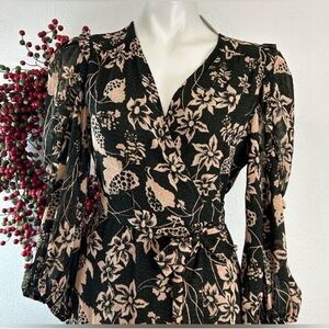 Elan Green and Light Pink Print Maxi Dress